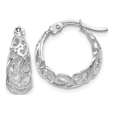 14K White Gold 15mm Hoop Earrings