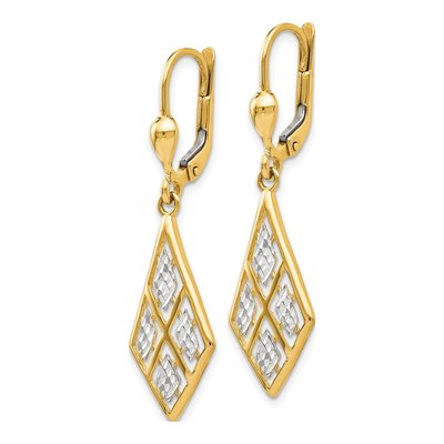 14K Yellow Gold Diamond-Cut Leverback Earrings – view 3