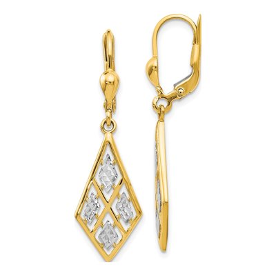 14K Yellow Gold Diamond-Cut Leverback Earrings