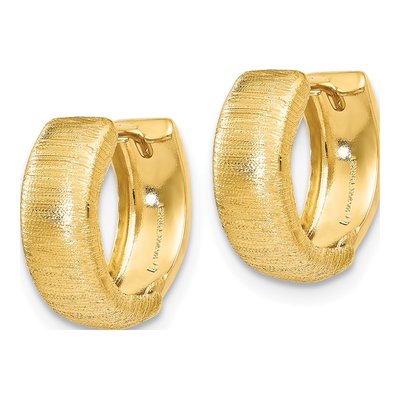 14K Yellow Gold 14mm Textured Huggie Hoop Earrings – view 3