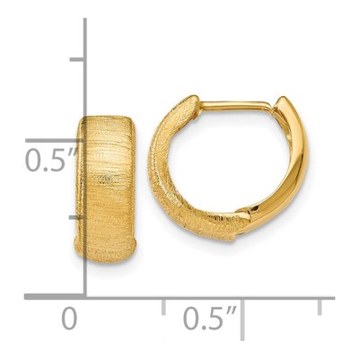 14K Yellow Gold 14mm Textured Huggie Hoop Earrings – view 5