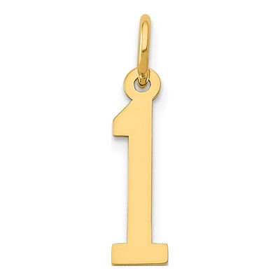 14K Yellow Gold Small Number 1 Charm