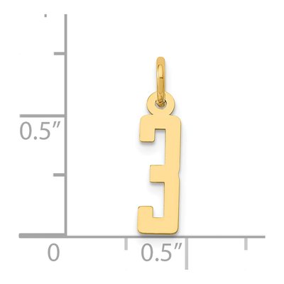 14K Yellow Gold Small Number 3 Charm – view 5