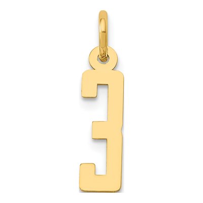 14K Yellow Gold Small Number 3 Charm