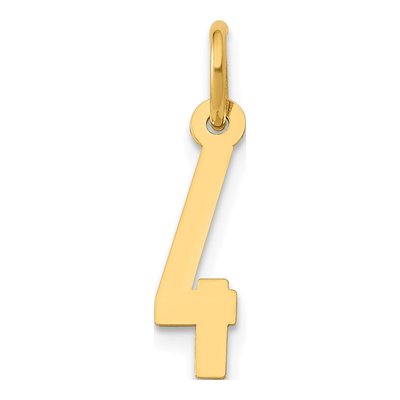 14K Yellow Gold Small Number 4 Pendant