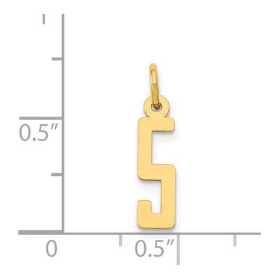 14K Yellow Gold Small Number 5 Pendant – view 5