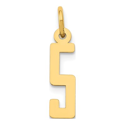 14K Yellow Gold Small Number 5 Pendant
