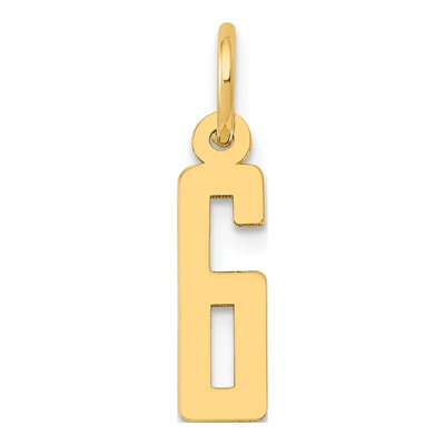 14K Yellow Gold Small Number 6 Pendant