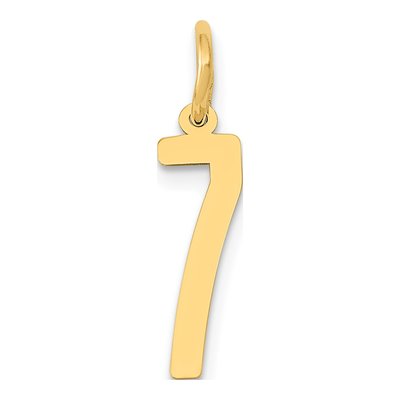 14K Yellow Gold Small Number 7 Pendant