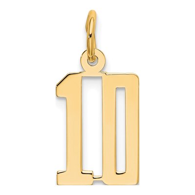 14K Yellow Gold Small Number 10 Pendant
