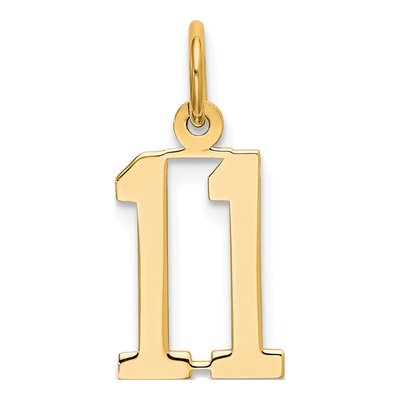 14K Yellow Gold Small Number 11 Pendant