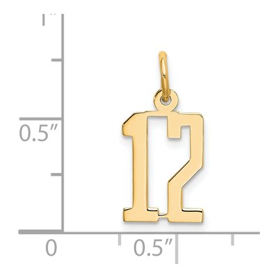 14K Yellow Gold Small Number 12 Charm – view 5