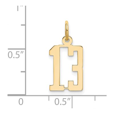 14K Yellow Gold Small Number 13 Pendant – view 5