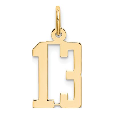14K Yellow Gold Small Number 13 Pendant