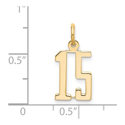 14K White Gold Number 15 Charm – view 3