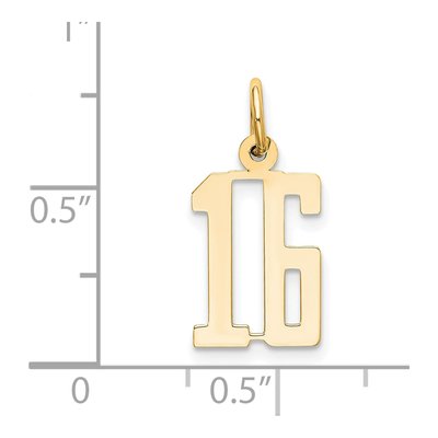 14K Yellow Gold Small Number 16 Pendant – view 3