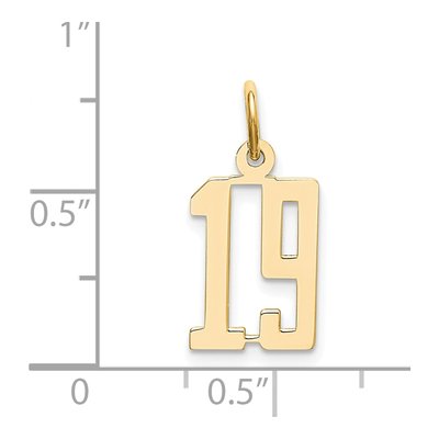 14K Yellow Gold Small Number 19 Pendant – view 2