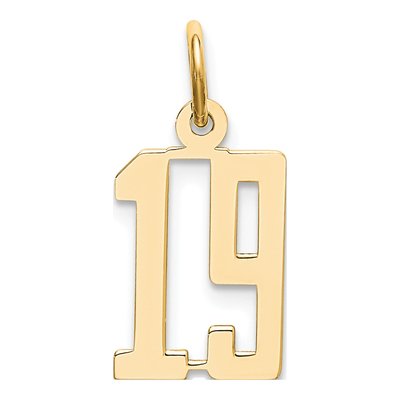 14K Yellow Gold Small Number 19 Pendant