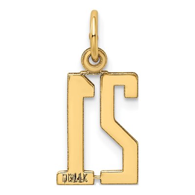 14K Yellow Gold Small Number 21 Pendant – view 4