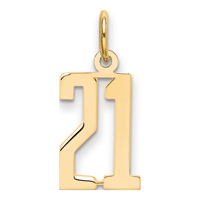 14K Yellow Gold Small Number 21 Pendant