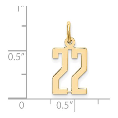 14K Yellow Gold Small Number 22 Charm – view 5