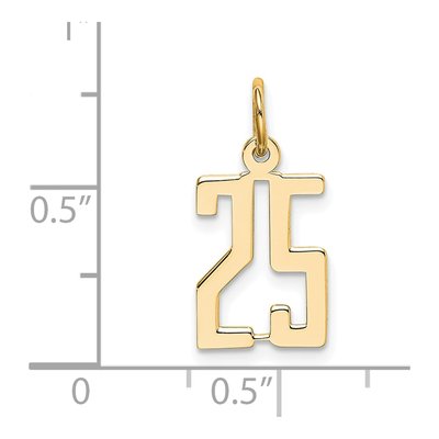 14K Yellow Gold Small Number 25 Charm – view 3