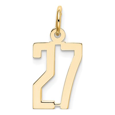 14K Yellow Gold Small Number 27 Pendant