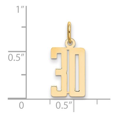 14K Yellow Gold Small Number 30 Charm – view 5