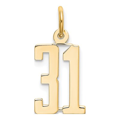 14K Yellow Gold Small Number 31 Pendant