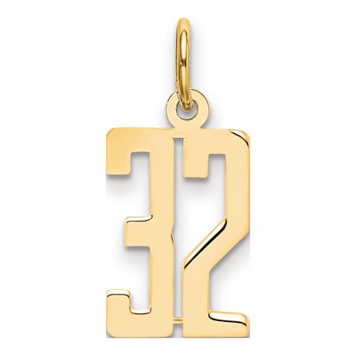 14K Yellow Gold Small Number 32 Pendant