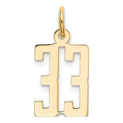 14K Yellow Gold Small Number 33 Pendant