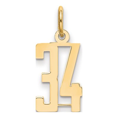 14K Yellow Gold Small Number 34 Pendant