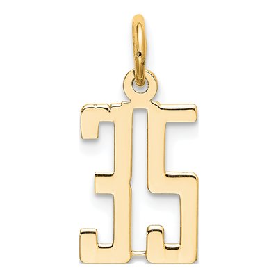 14K Yellow Gold Small Number 35 Pendant