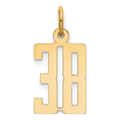 14K Yellow Gold Small Number 38 Pendant