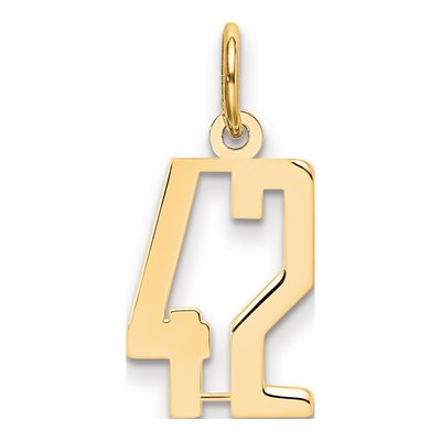 14K Yellow Gold Small Number 42 Pendant