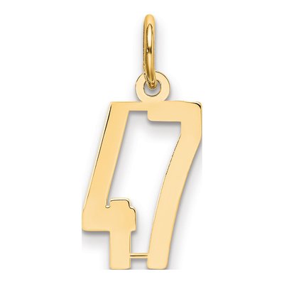 14K Yellow Gold Small Number 47 Pendant