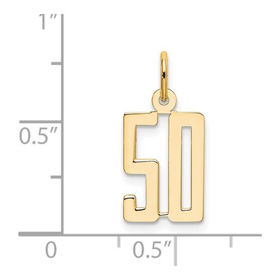 14K Yellow Gold Small Number 50 Charm – view 5