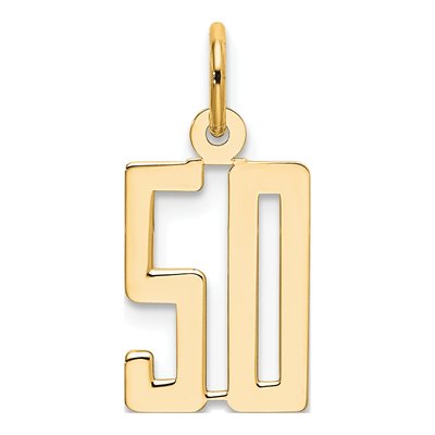 14K Yellow Gold Small Number 50 Charm