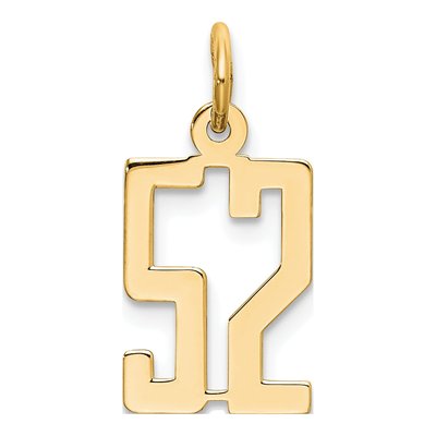 14K Yellow Gold Small Number 52 Charm
