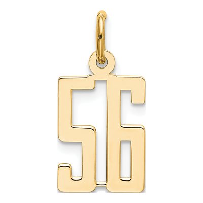 14K Yellow Gold Small Number 56 Charm