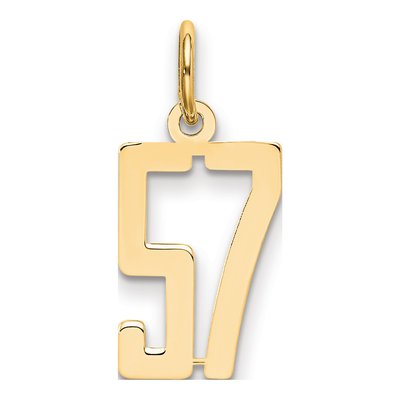 14K Yellow Gold Small Number 57 Charm