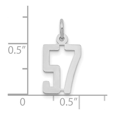 14K White Gold Small Number 57 Pendant – view 2