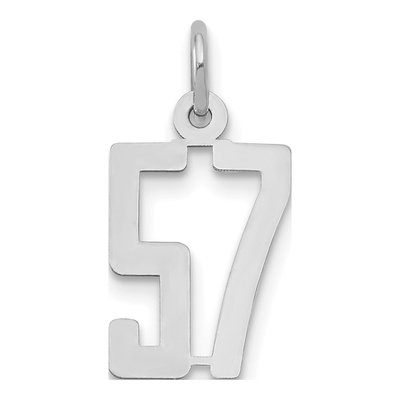 14K White Gold Small Number 57 Pendant