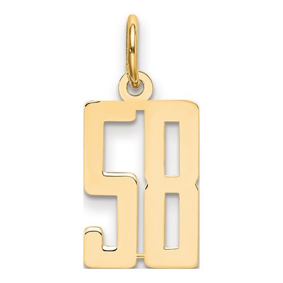 14K Yellow Gold Small Number 58 Pendant