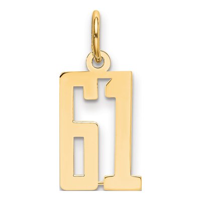 14K Yellow Gold Small Number 61 Pendant