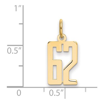 14K Yellow Gold Small Number 62 Charm – view 4