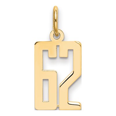 14K Yellow Gold Small Number 62 Charm