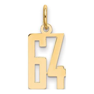14K Yellow Gold Small Number 64 Charm