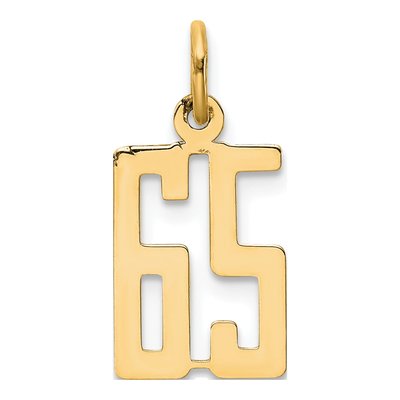 14K Yellow Gold Number 65 Charm