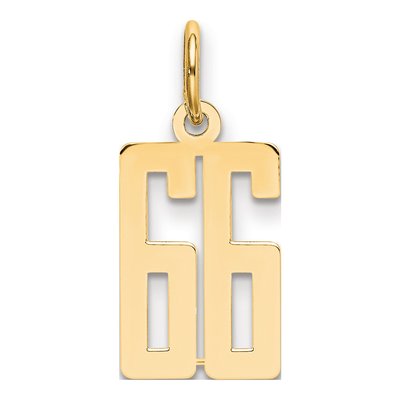 14K Yellow Gold Small Number 66 Pendant
